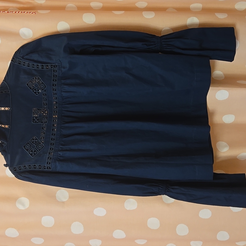Free People Another Eternity Navy Blouse Sz M - Picture 4 of 6